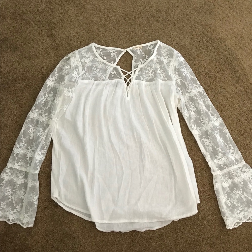 Hollister white lace blouse